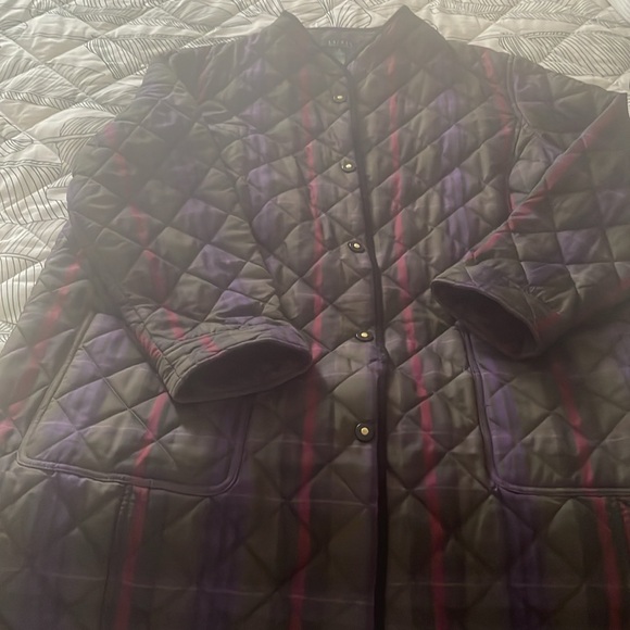 Lauren Ralph Lauren Plaid Quilted Car length Jacket. - Picture 3 of 8